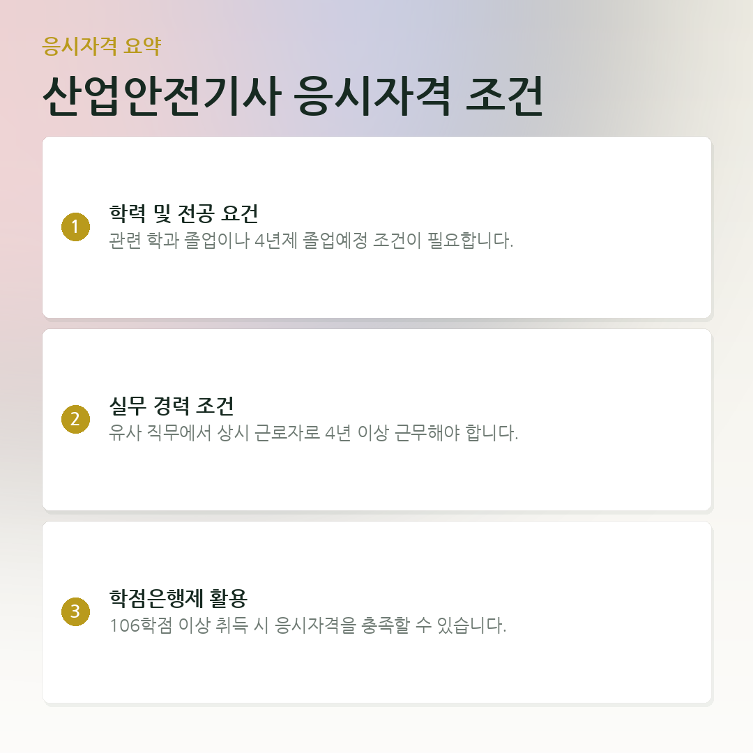 산업안전기사 응시자격 조건 요약 카드