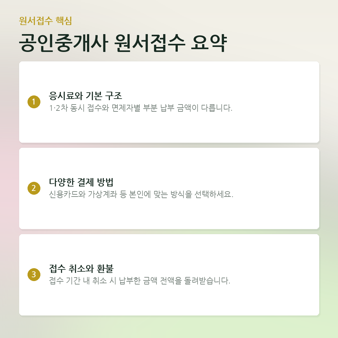 공인중개사 원서접수 요약 요약 카드