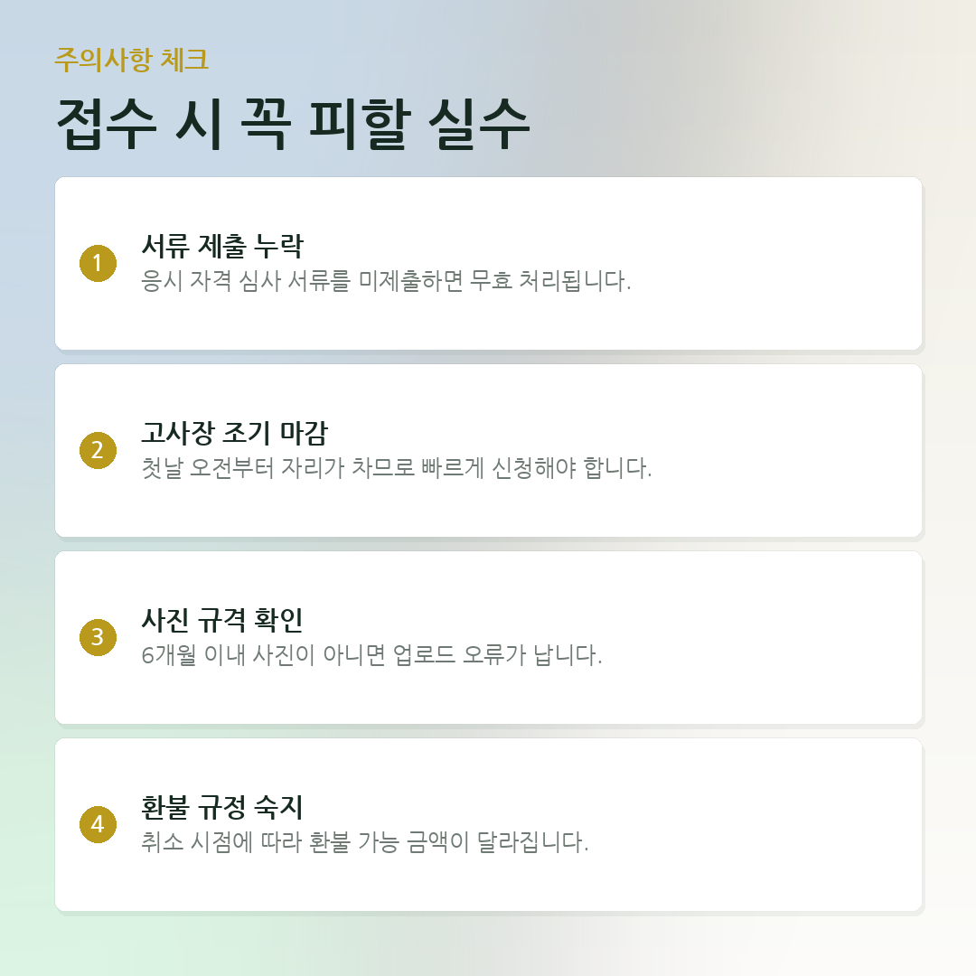 접수 시 꼭 피할 실수 요약 카드
