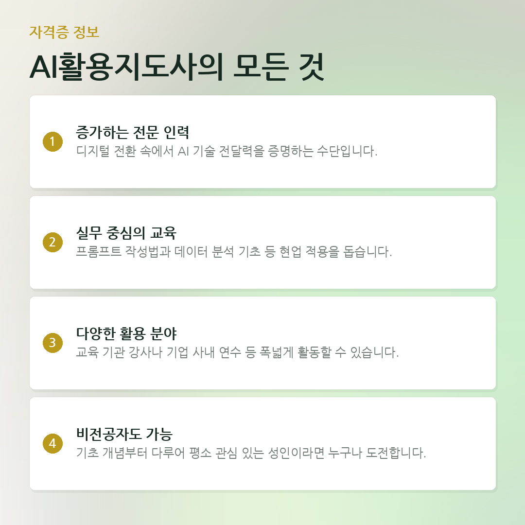 AI활용지도사의 모든 것 요약 카드