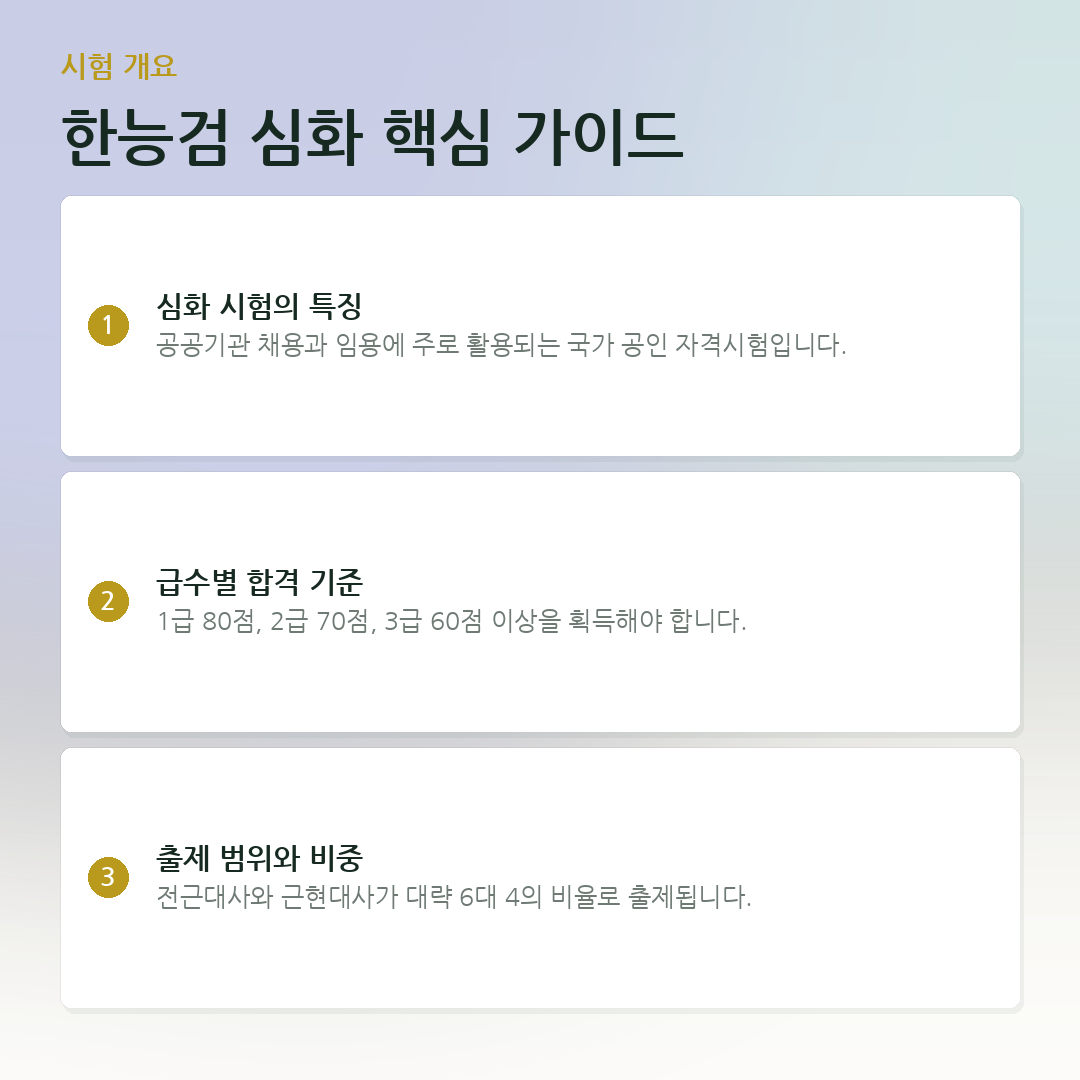 한능검 심화 핵심 가이드 요약 카드