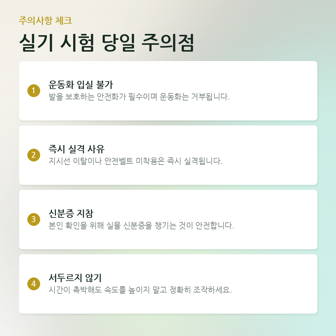 실기 시험 당일 주의점 요약 카드