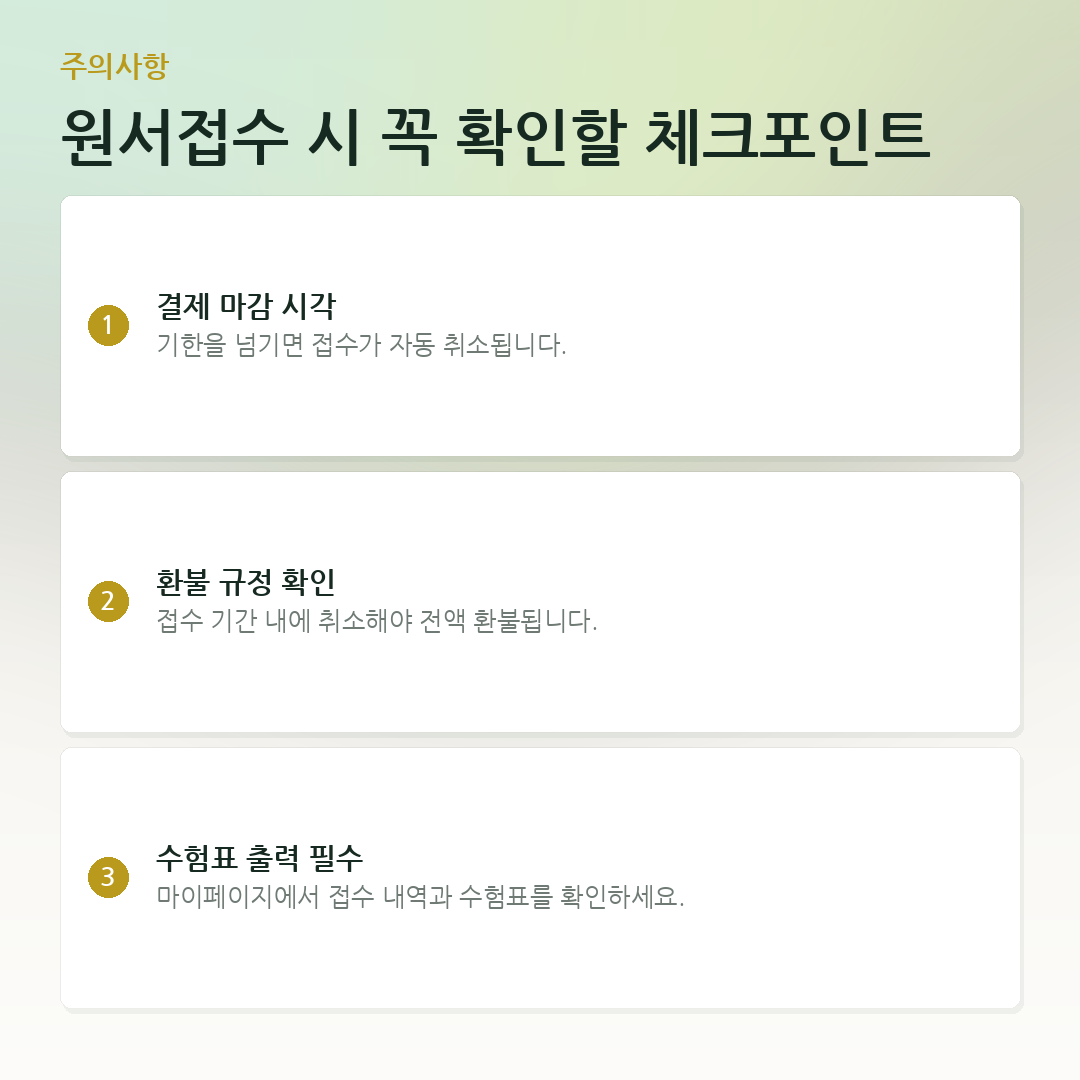 원서접수 시 꼭 확인할 체크포인트 요약 카드