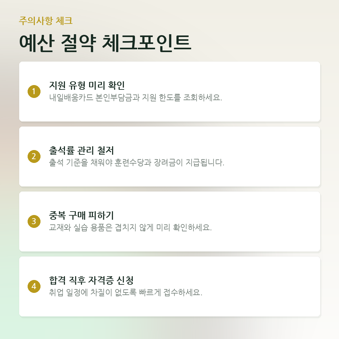 예산 절약 체크포인트 요약 카드