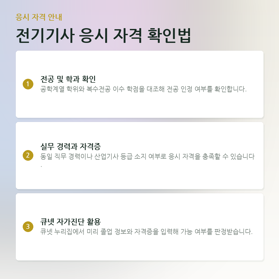 전기기사 응시 자격 확인법 요약 카드