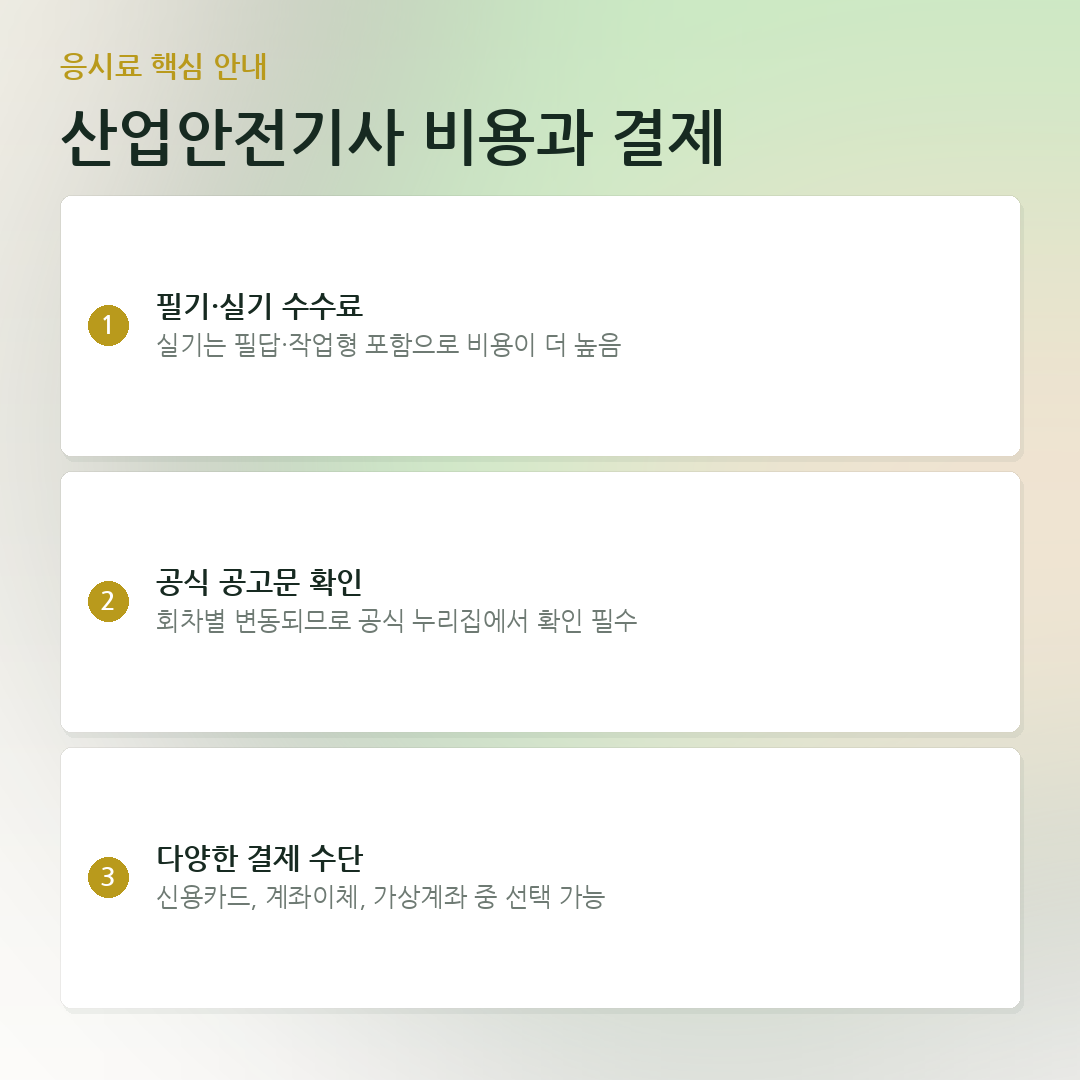 산업안전기사 비용과 결제 요약 카드